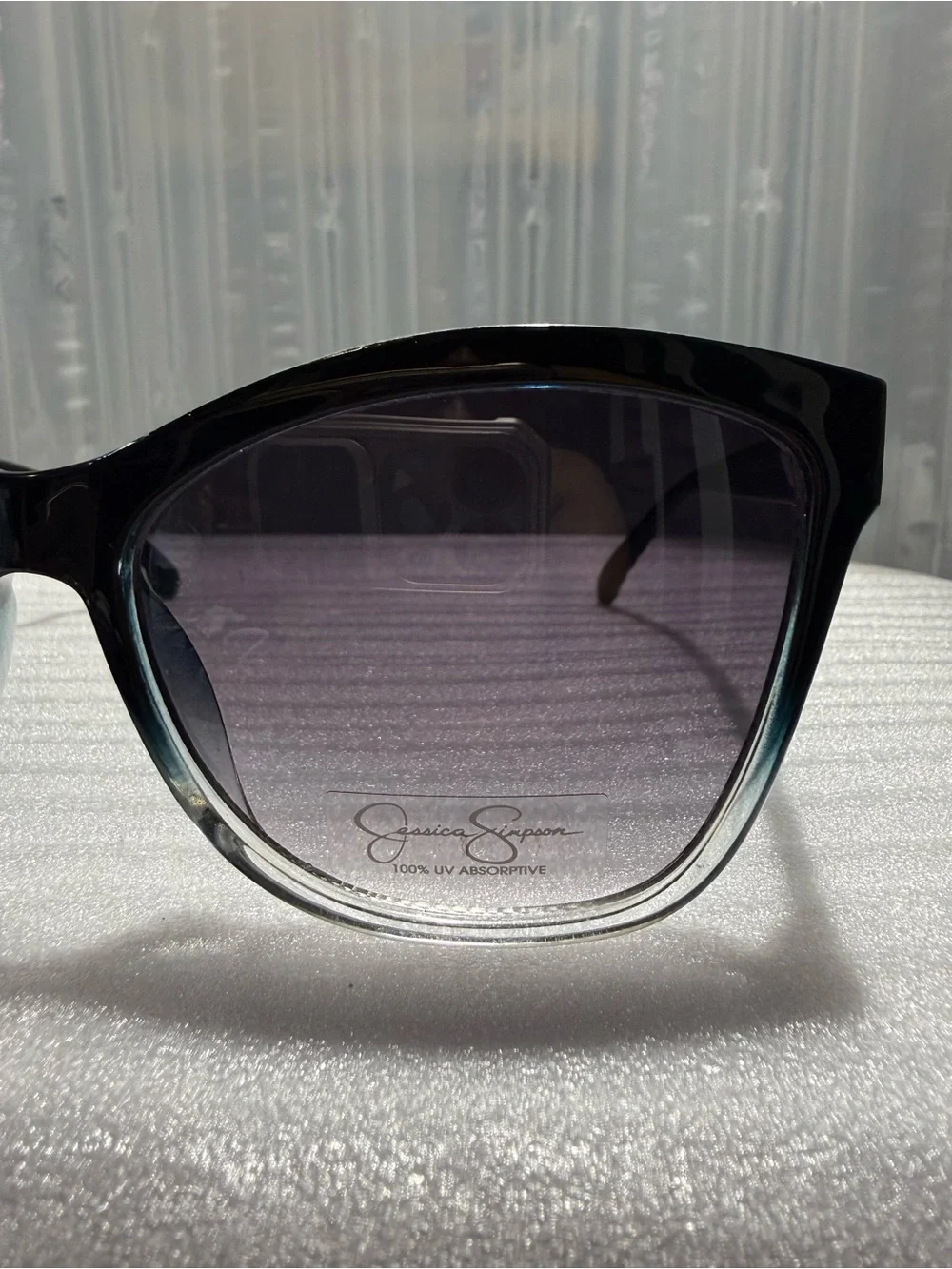 Jessica Simpson J5823 Black & Clear Ombre Quilted Cat-Eye Sunglasses NWT